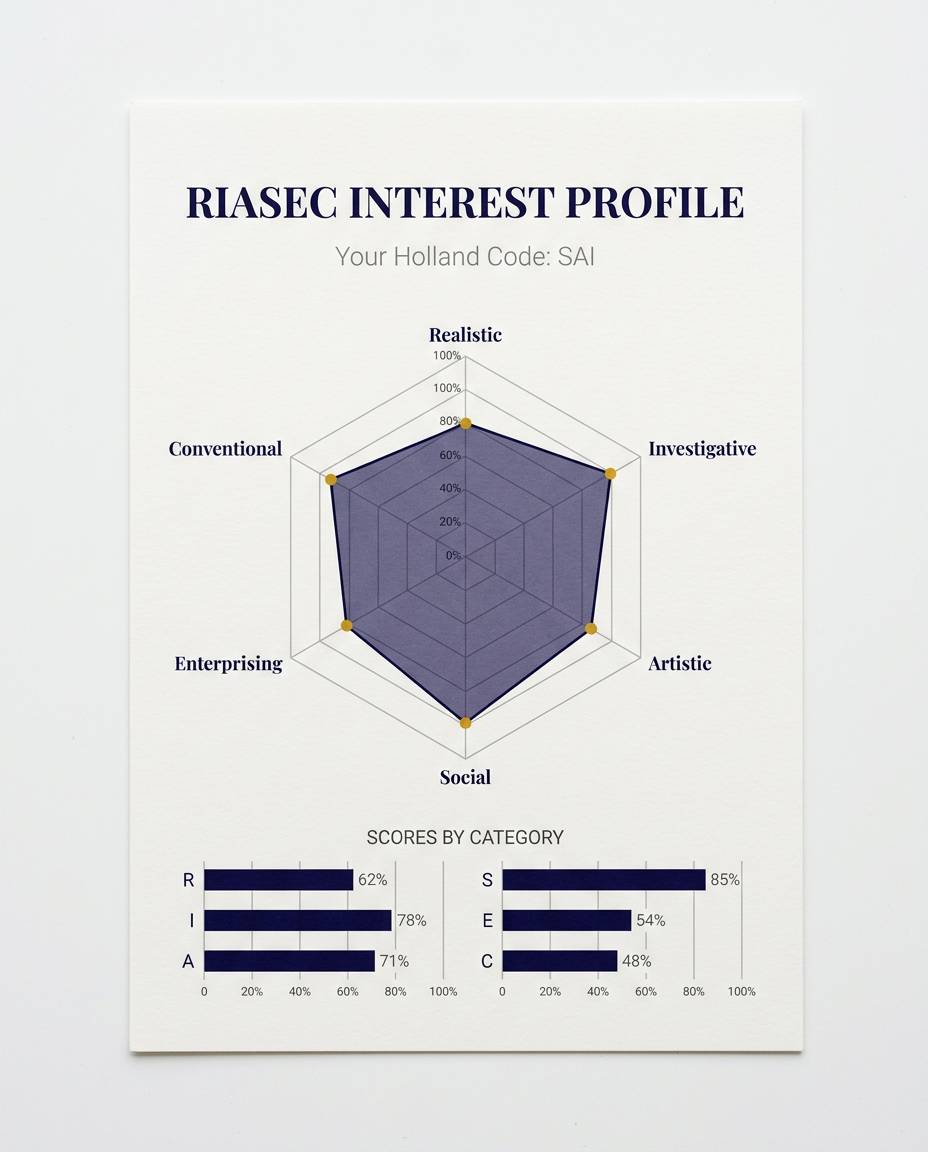 Sample RIASEC profile page